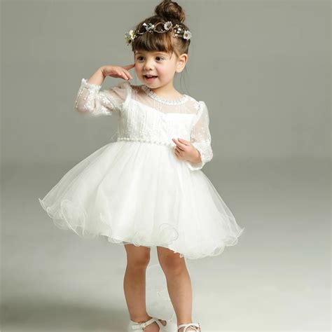 Aliexpress.com : Buy White Baby Long Sleeve Birthday Wedding Dress ...