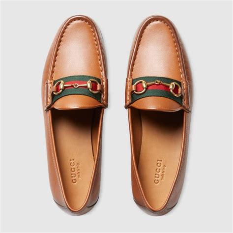 Gucci Hand-stained leather horsebit loafer with web | Gucci horsebit ...