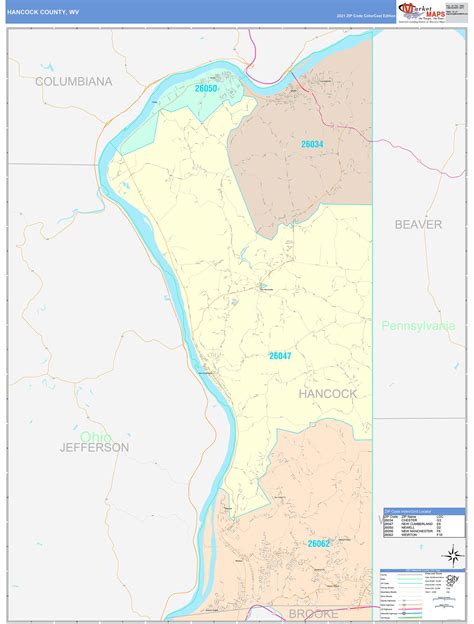 Hancock County, WV Wall Map Color Cast Style by MarketMAPS - MapSales.com