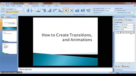 PowerPoint Transitions and Custom Animations - YouTube