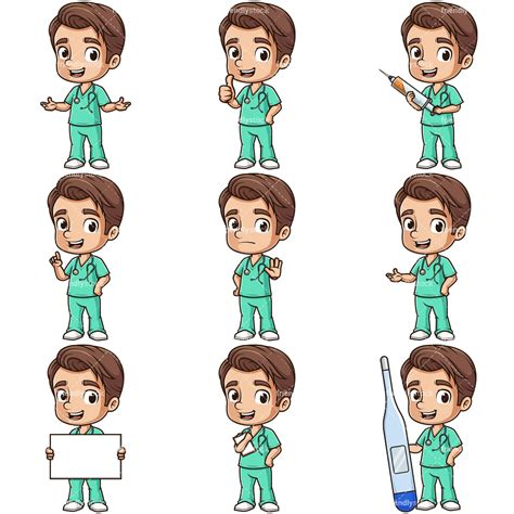 Cartoon Male Nurse Clipart Vector Collection - FriendlyStock