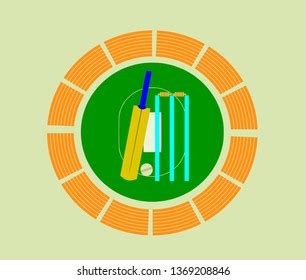Cricket Bat Ball Stumps Stadium Stock Illustration 1369208846 | Shutterstock