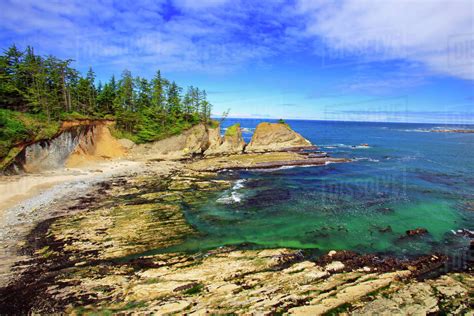 Rock Formations At Shore Acres State Park; Coos Bay, Oregon, United ...