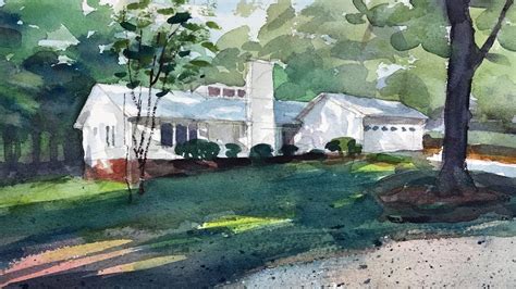 Landscape #30 - Watercolor Painting of a Home - YouTube | Watercolor landscape paintings, House ...