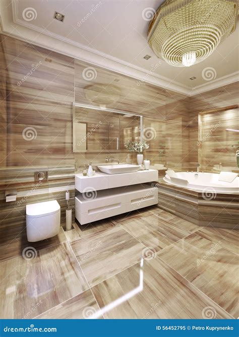 Modern Bathroom with Jacuzzi Stock Image - Image of elegant, beige ...