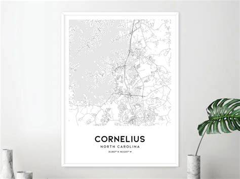 Cornelius Map Print Cornelius Map Poster Wall Art Nc City - Etsy