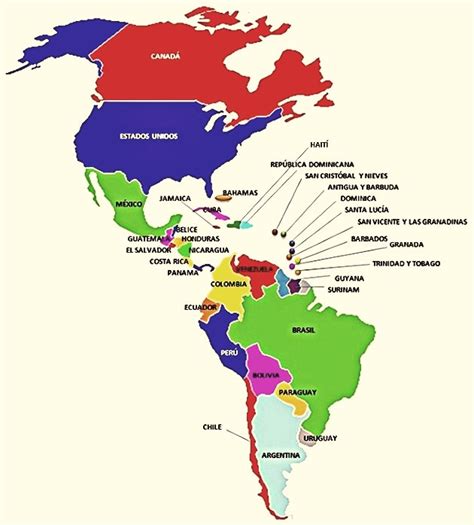 Mapa de América con nombres - Mapa de América