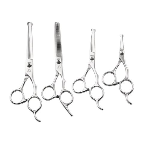AUGYMER Pet Grooming Scissors Kit Rounded Tips 5 PCS Curved Pet Grooming Scissors For Cats Dogs ...