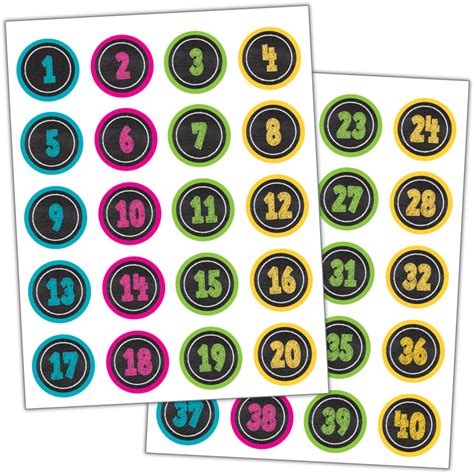 Chalkboard Brights Numbers Stickers - TCR3841 | Teacher Created Resources