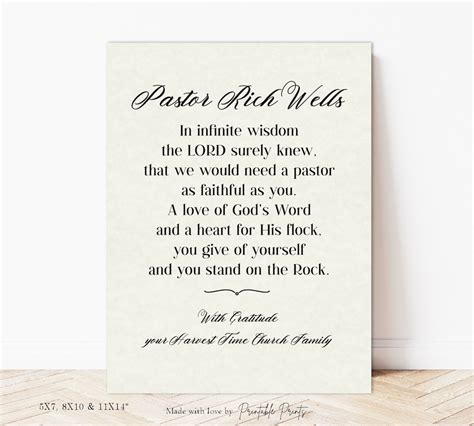 PASTOR Appreciation Thank You Gift, Personalized Poem, Editable ...