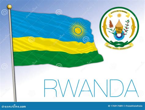 Rwanda Official National Flag and Coat of Arms, Africa Stock Vector ...