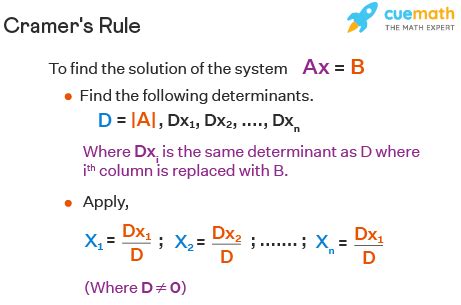 Cramer's Rule - Formula, 2x2, 3x3, Examples, Condition, Chart