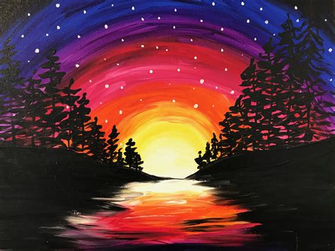 Sunset With Trees Paintings