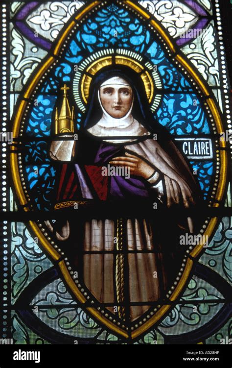 Saint Claire of Assisi, Patron Saint of Needleworkers, stained glass Stock Photo: 7588894 - Alamy