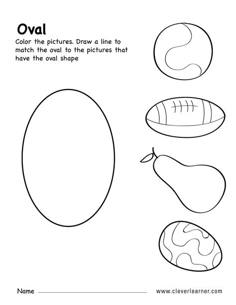 Free oval shape activity worksheets for preschool children