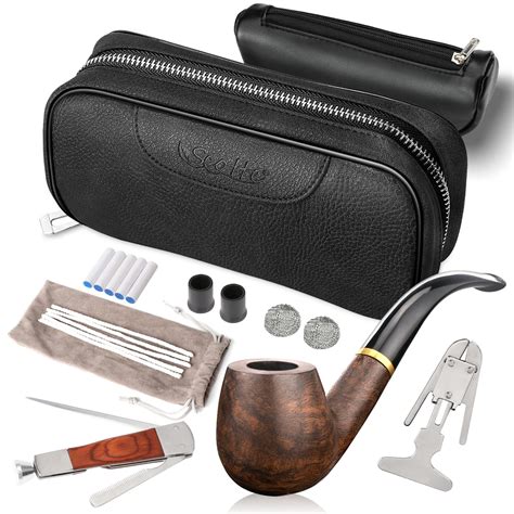 Buy Scotte Luxury Smoking Pipe Set,Leather Pipe Pouch Wood Pipe ...