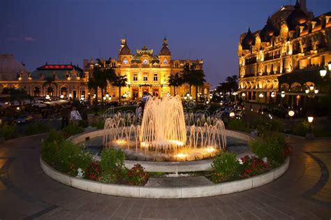 Night Square in Monte Carlo Monaco Editorial Photography - Image of ...