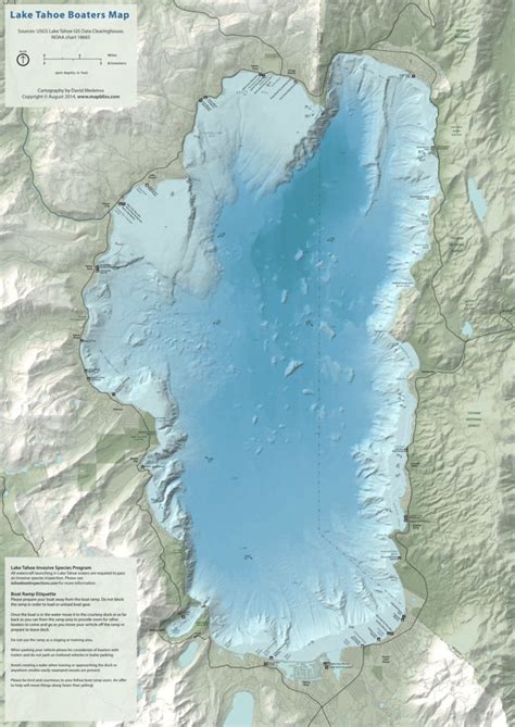 Lake Tahoe Boaters Map by Medeiros Cartography - mapbliss.com | Avenza Maps