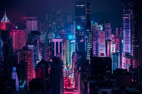 Aerial Explorations of International Cityscapes Washed in a Neon Glow ...