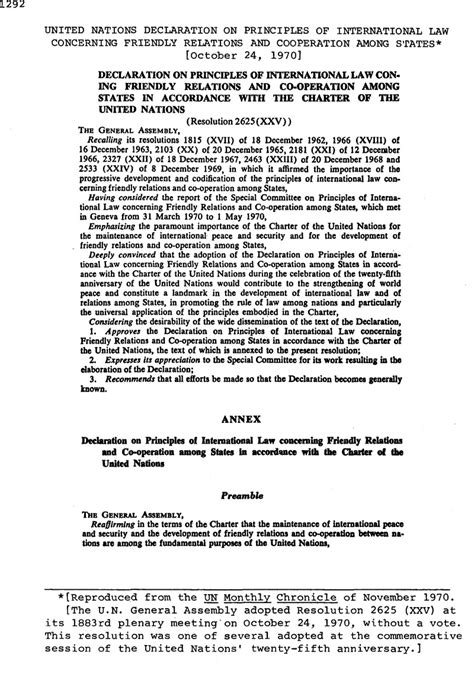 United Nations Declaration on Principles of International Law Concerning Friendly Relations and ...