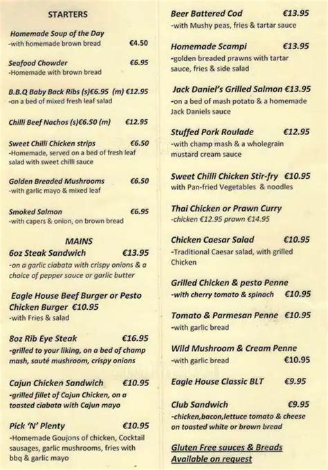 Eagle House Menu, Menu for Eagle House, Sandycove, Dublin - Zomato Ireland