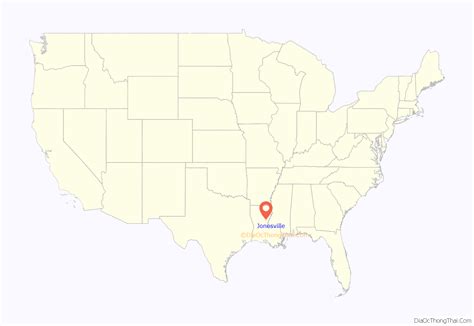 Map of Jonesville town, Louisiana