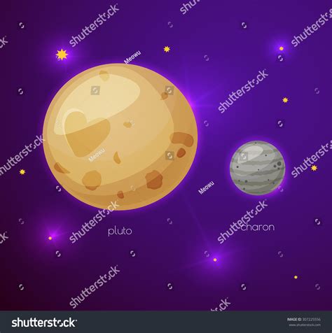 Pluto Moon Charon Space Objects Cartoon Stock Vector (Royalty Free ...