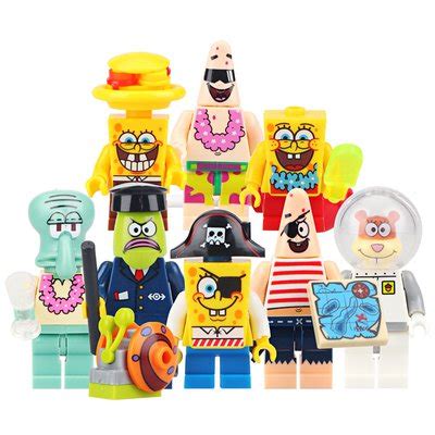 9pcs Custom Spongebob Minifigures for Spongebob Squarepants Sets