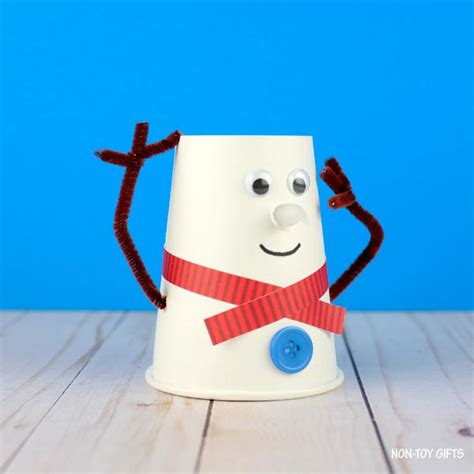 Paper Cup Snowman Craft For Kids - Non-Toy Gifts