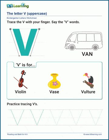 The Letter V Worksheet | K5 Learning