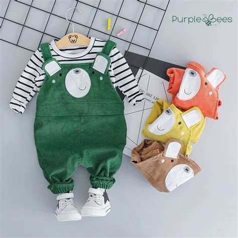 Adorable Bear Outfit Set Available in 4 Colors in 2020 | Cute baby boy ...