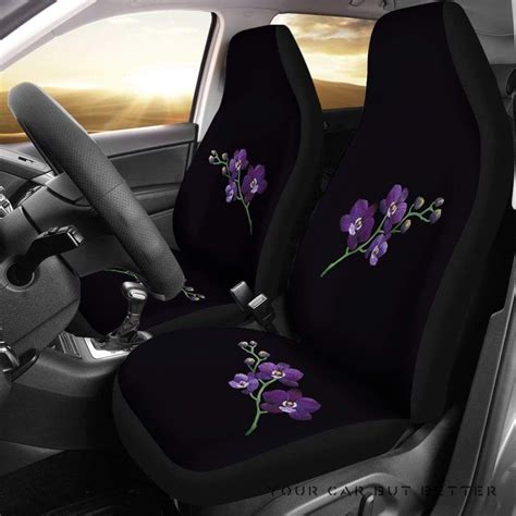 Black With Purple Orchids Car Seat Covers 232205 - Pinkato Store ...