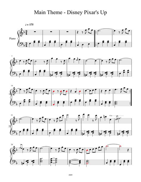 Print and download in PDF or MIDI Main Theme - Disney Pixar's Up. Free ...