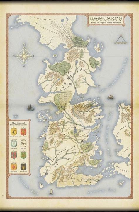 Game Of Thrones Collection - Seven Kingdoms Of Westeros Map - Premium Quality Poster For Gym ...