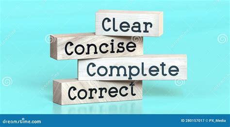 Clear, Concise, Complete, Correct - Words on Wooden Blocks Stock Illustration - Illustration of ...