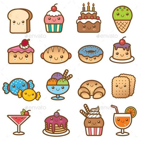 Dessert Cartoon | Kawaii doodles, Cute doodle art, Cute easy drawings