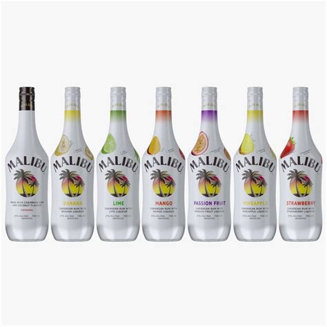 Malibu Rum Liqueur All Flavors Collection (Coconut, Banana, Lime, Mango, Passionfruit, Pineapple ...