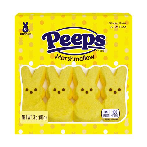 Peeps, Yellow Marshmallow Bunnies Easter Candy, 8 Count (3.0 Ounce ...