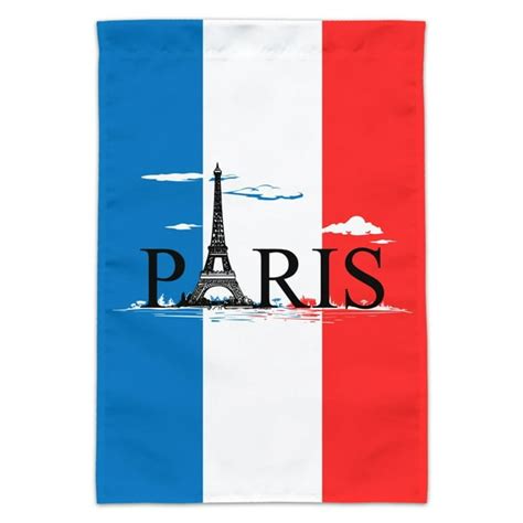 Paris France Eiffel Tower and Flag with Clouds Garden Yard Flag ...