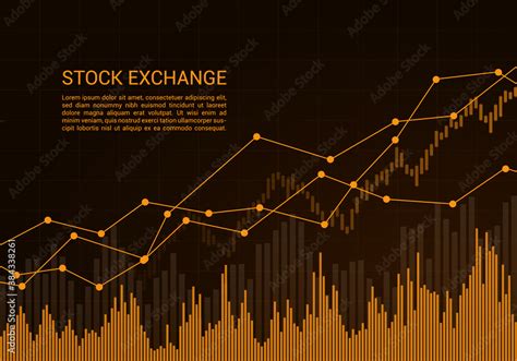 Orange stock market or financial candlestick chart with rising and ...