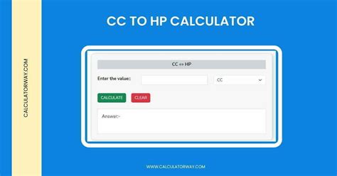 CC to HP Calculator - Calculatorway