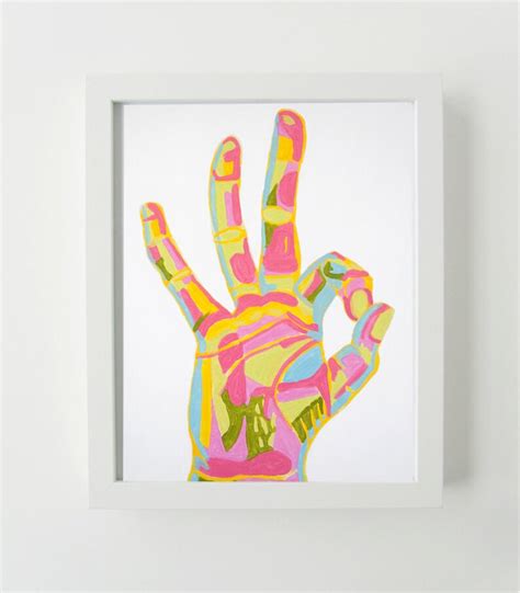 Okay Hand Sign Art Print, Wall Art, Hand Sign Art, Hand Portrait ...