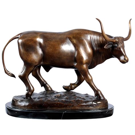 Bronze Long Horn Bull Sculpture, Bronze, BQF237 - AllSculptures.com