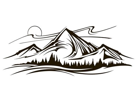 Mountain Outline Drawing | Free download on ClipArtMag