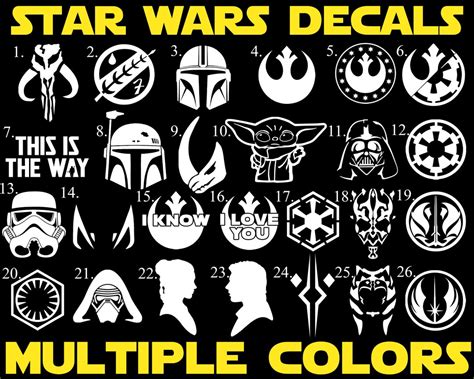 Star Wars Mandalorian Permanent Vinyl Decals for Laptops, Car Windows ...