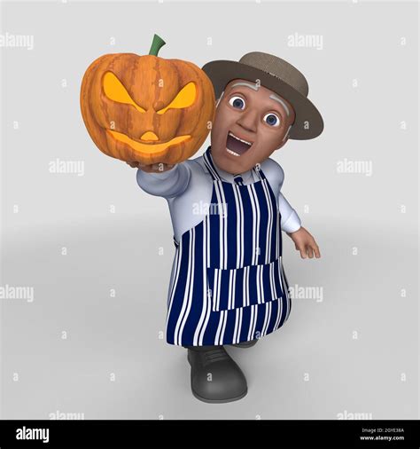 3D Render of Cartoon Butcher Character Stock Photo - Alamy