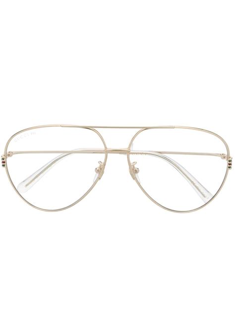 Gucci Eyewear gold-tone pilot-frame Glasses - Farfetch