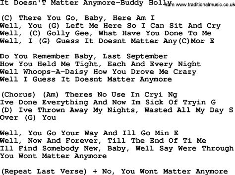 Country Music:It Doesn't Matter Anymore-Buddy Holly Lyrics and Chords