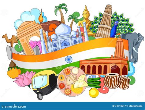 Doodle Showing Architecture and Culture of India Stock Vector - Illustration of music, national ...