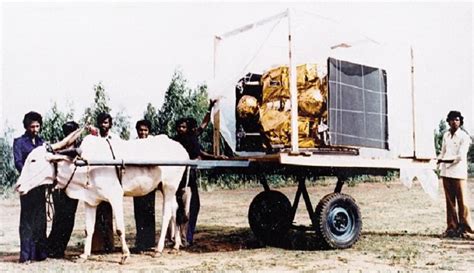 India’s first satellite being transported to the launch pad, July 16 ...